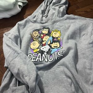 Peanuts Gray Hoodie with Character Print